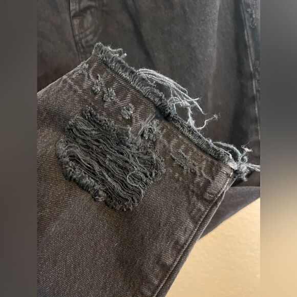 J Brand jean Ivy high rise crop straight distressed jean in black 26 - Picture 6 of 9